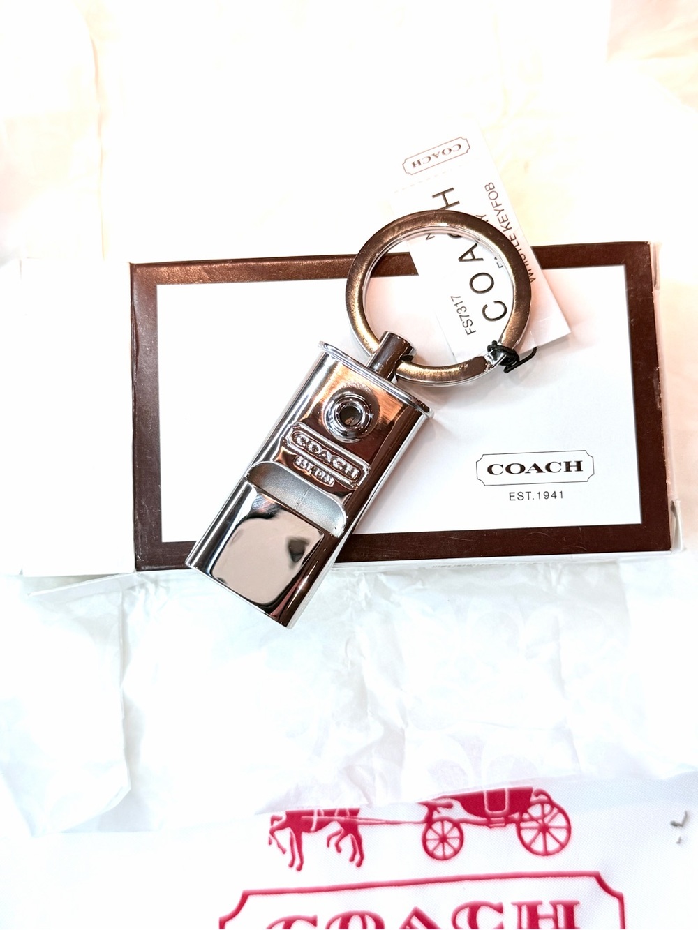 Rare Vintage Coach 3D Working Whistle Keychain Fob with Original Box